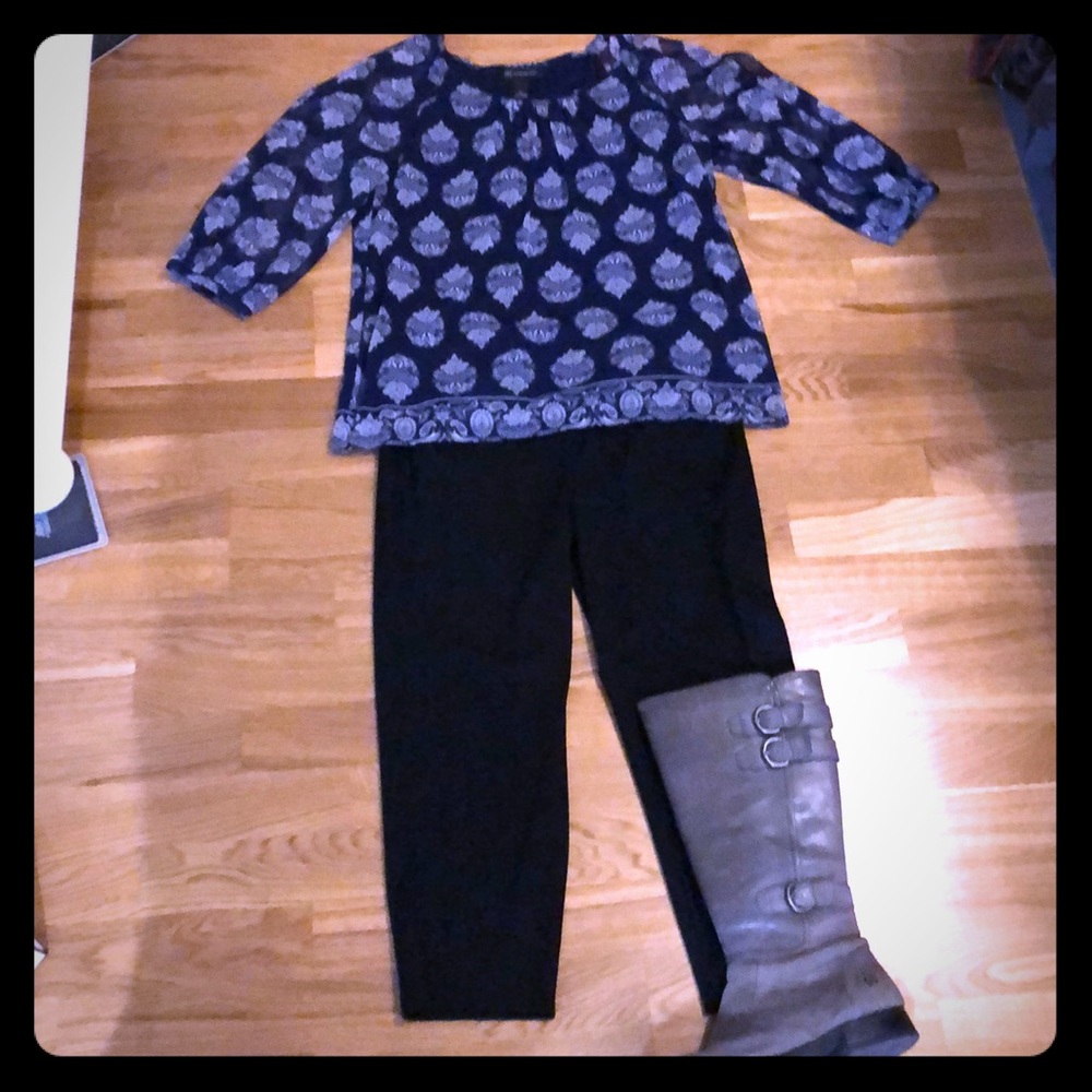 Navy blue cold shoulder top